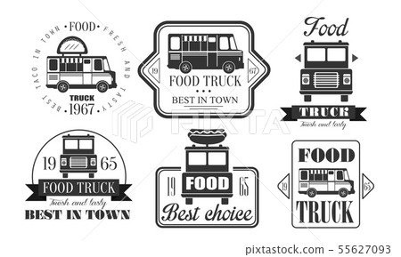 Food Truck Premium Retro Logo Templates Set, Best in Town, Tasty Fast Food Vintage Monochrome Labels Food Truck Premium Retro Logo Templates Set, Best in Town, Tasty Fast Food Vintage Monochrome Labels 55627093
