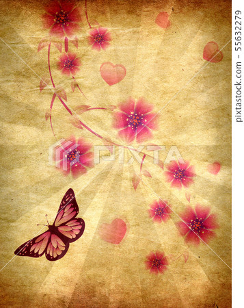 Grunge pink ornament with flowers 55632279