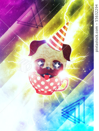 Flying pug in a cup Flying pug in a cup 55632294