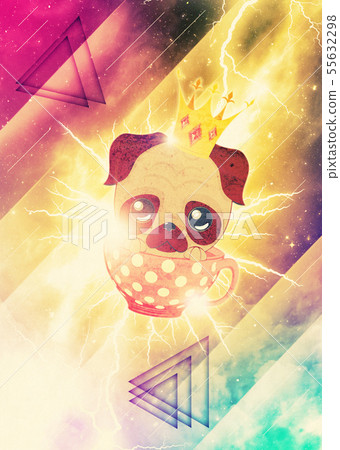 Flying pug in a cup Flying pug in a cup 55632298
