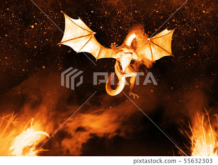 Flaming 3d dragon Flaming 3d dragon 55632303