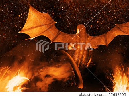 Flaming 3d dragon Flaming 3d dragon 55632305