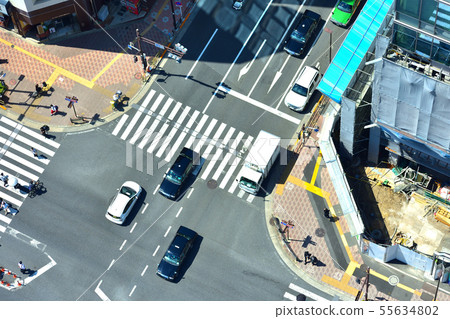 Intersection seen from the sky 55634802