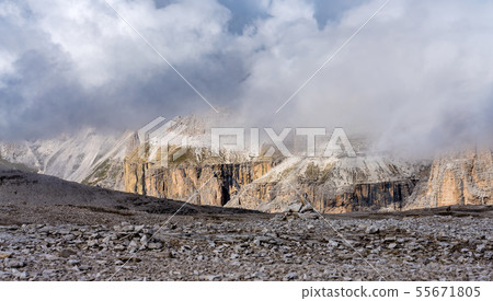 The Sass Pordoi is a relief of the Dolomites, in 55671805