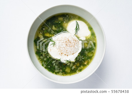 spring soup with nettle and egg spring soup with nettle and egg 55678438