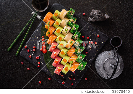 sushi on the black background sushi on the black background 55678440