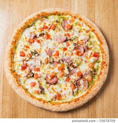 italian pizza on the wooden background italian pizza on the wooden background 55678709