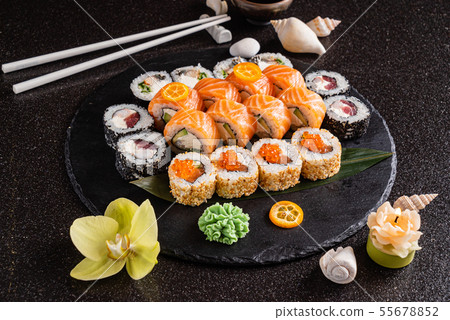 sushi on the black background sushi on the black background 55678852