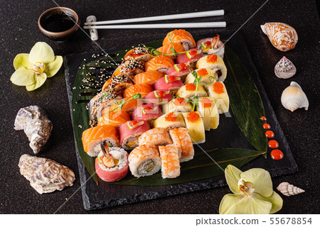 sushi on the black background sushi on the black background 55678854