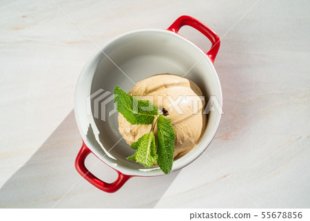 ice cream ball with mint 55678856
