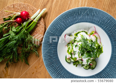 summer fresh salad with radishesa and cucumber summer fresh salad with radishesa and cucumber 55679080