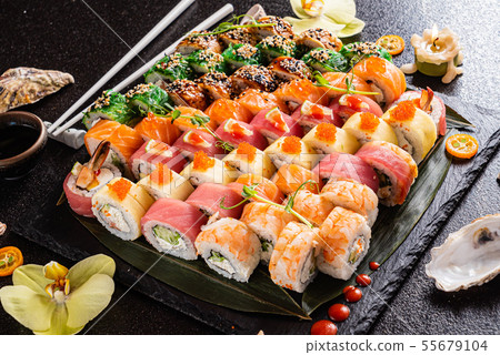 sushi on the black background sushi on the black background 55679104