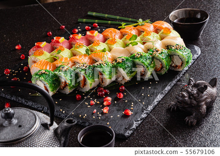 sushi on the black background sushi on the black background 55679106