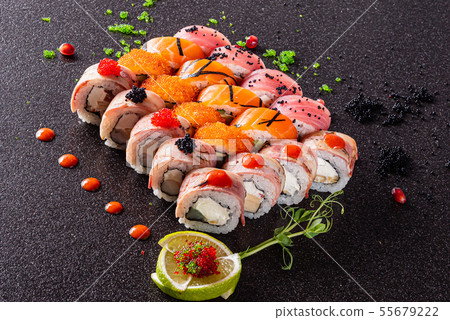 sushi on the black background sushi on the black background 55679222