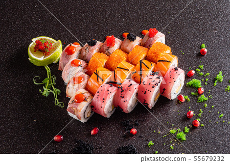 sushi on the black background 55679232