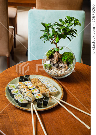 sushi set in the restaurant sushi set in the restaurant 55679260