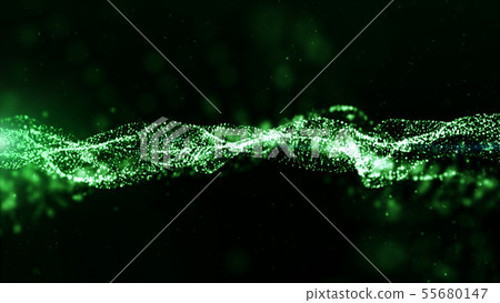 Digital particles green color wave flow abstract - Stock Illustration ...
