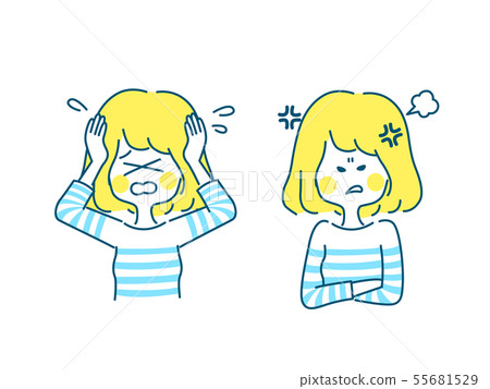 Young woman: impatience and anger - Stock Illustration [55681529] - PIXTA