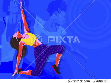 Woman fitness workout in colorful background illustration 007 55688913