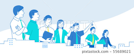 Teamwork concept, business people working in office illustration 005 55689021