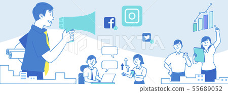 Teamwork concept, business people working in office illustration 012 55689052