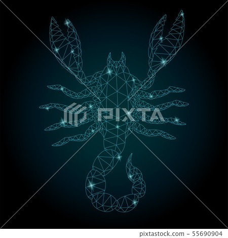 Starry low poly art with stylized shiny scorpion 55690904