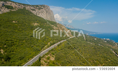 Beauty nature landscape Crimea with tree forest, roads, horizontal photo Beauty nature landscape Crimea with tree forest, roads, horizontal photo 55691604