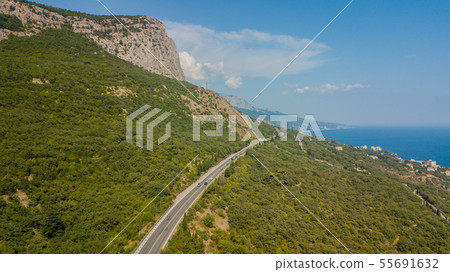 Beauty nature landscape Crimea with tree forest, roads, horizontal photo Beauty nature landscape Crimea with tree forest, roads, horizontal photo 55691632