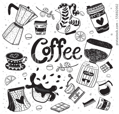 doodle coffee equipment hand drawing flat vector doodle coffee equipment hand drawing flat vector 55692002