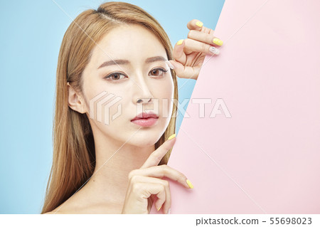 紙，美，年輕的女人 55698023