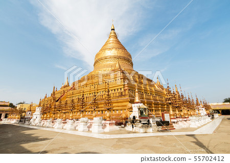 Shwezigon Pagoda in Bagan, Myanmar Shwezigon Pagoda in Bagan, Myanmar 55702412