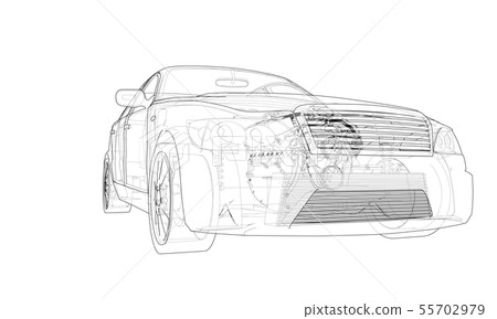 Concept car. Vector rendering of 3d - Stock Illustration [55702979] - PIXTA