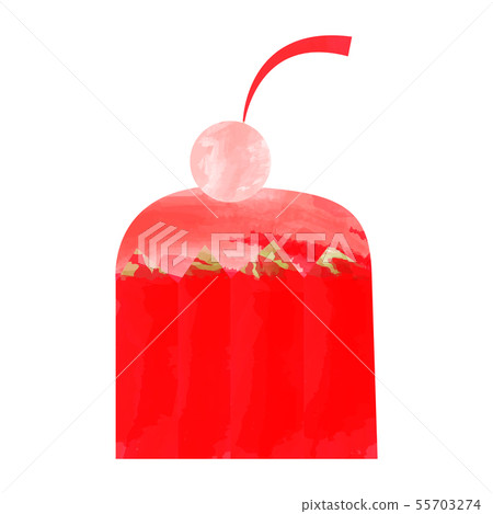 Watercolor cupcake with cream and cherries. Cupcake in Burgundy confectionery paper form. Vector 55703274