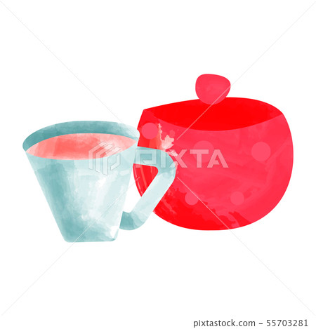 Tea cup watercolor on the white backgrounds. 55703281