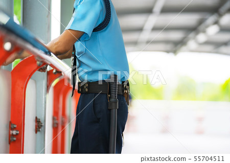 Security guard officers are checking the area Security guard officers are checking the area 55704511