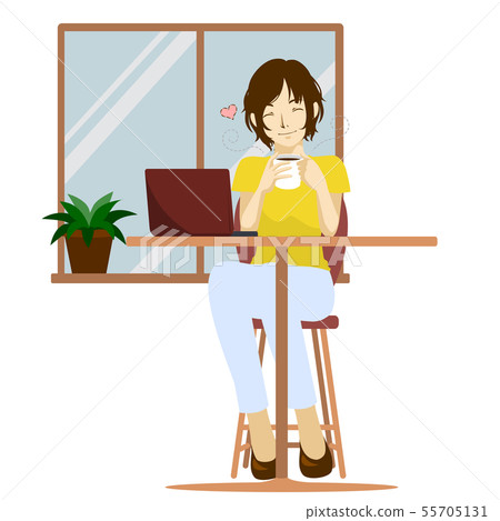 Women Short Hair Relax Stock Illustration 55705131 Pixta