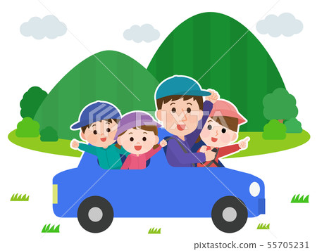 Family mountain sideways drive illustration 55705231