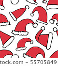 Seamless Christmas pattern with Santa Claus caps 55705849