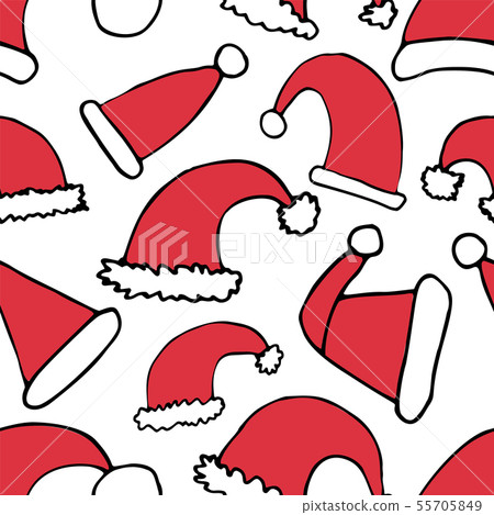 Seamless Christmas pattern with Santa Claus caps 55705849