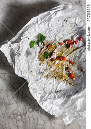 Lahmajong with roasted vegetables and feta. 55705868