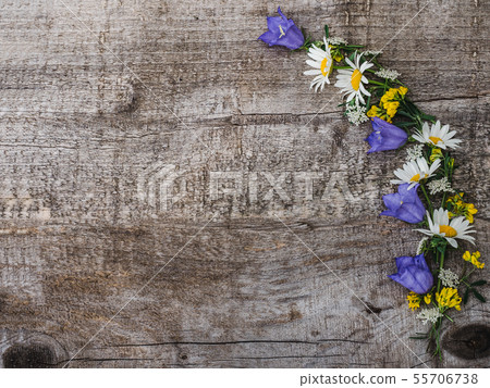 Beautiful bouquet of bright flowers. Top view 55706738