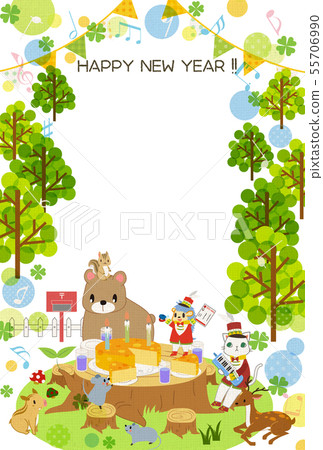 兒童年的逗人喜愛的新年卡片模板 兒童年的逗人喜愛的新年卡片模板 55706990