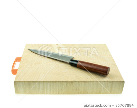 Japanese kitchen deba knife and wood butcher block Japanese kitchen deba knife and wood butcher block 55707894