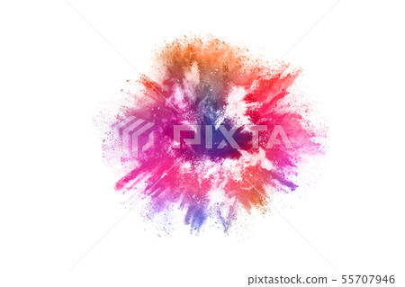 Colorful powder explosion on white background. Colorful powder explosion on white background. 55707946