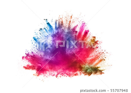 Colorful powder explosion on white background. Colorful powder explosion on white background. 55707948