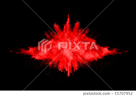 Red powder explosion on black background. Red powder explosion on black background. 55707952