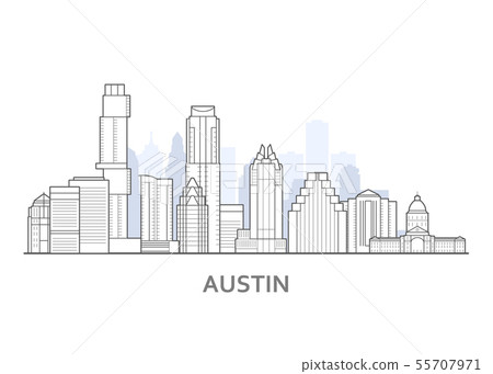 Austin city skyline, Texas - outline of downtown 55707971