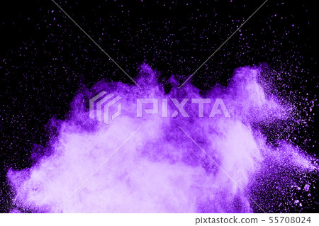 Explosive powder purple on black background. 55708024