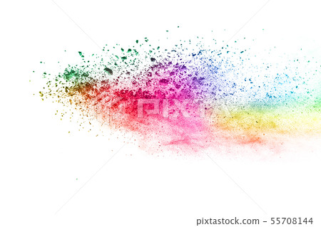 Colorful powder explosion on white background. 55708144