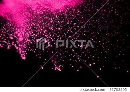 Pink powder explosion on black background. Pink powder explosion on black background. 55708205